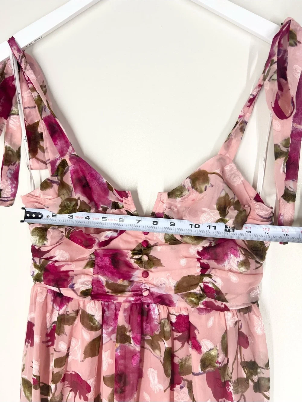Lulu’s Pink Floral Tie-Shoulder Midi Dress - Picture 11 of 14